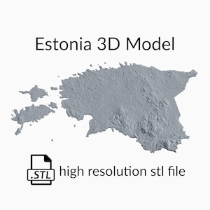 Fichier de modèle 3D de carte topographique d’Estonie | Fichier STL pour fraisage CNC et impression 3D | Carte 3D STL de l'Estonie