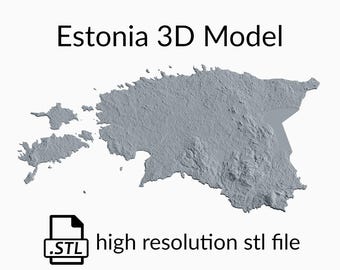 Estonia Topographic Map 3D Model File | Stl File for CNC Milling and 3D Printing | 3D Map STL of Estonia