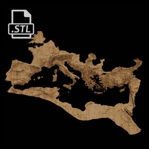 Fichier de modèle 3D de carte topographique de l’Empire romain | Fichier STL pour fraisage CNC et impression 3D | Carte 3D STL de l'Empire Romain
