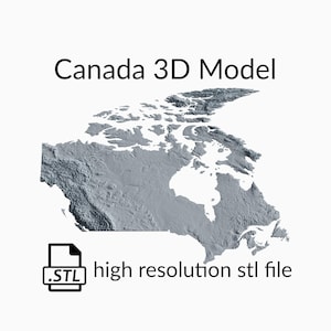 Fichier de modèle 3D de carte topographique du Canada | Fichier STL pour fraisage CNC et impression 3D | Carte 3D STL du Canada