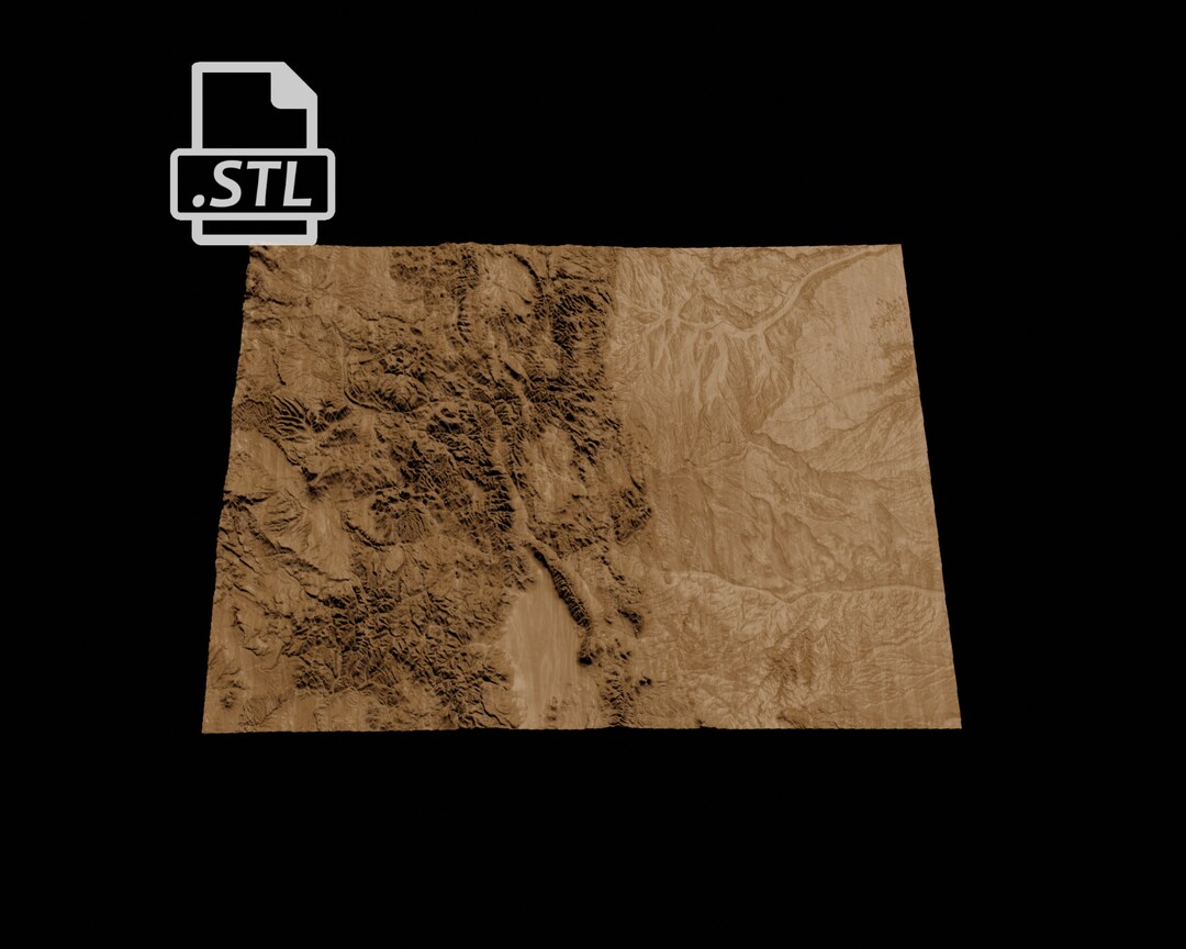 State of Colorado Topographic Map 3D Model File Stl File for CNC ...