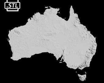 Australia Topographic Map 3D Model File | Stl File for CNC Milling and 3D Printing | 3D Map STL of Australia