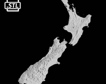 New Zealand Topographic Map 3D Model File | Stl File for CNC Milling and 3D Printing | 3D Map STL of New Zealand