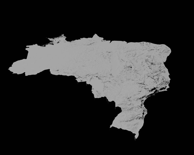 Brazil Topographical Relief Map | 3D Model Stl for CNC and 3D Printing ...