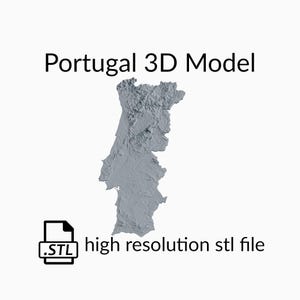 Portugal Topografische Karte 3D Modell Datei | STL-Datei für CNC Fräsen und 3D Druck | 3D Landkarte STL von Portugal
