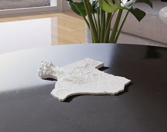 Custom 3D Printed Topographical Map of Any US State | 3D Printed Terrain Map