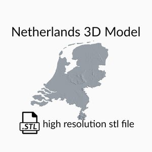 Nederland topografische kaart 3D-modelbestand | STL-bestand voor CNC-frezen en 3D-printen | 3D kaart STL van Nederland