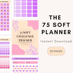 75 Soft Challenge Tracker Bundle | 75 Soft Challenge Daily Journal | Digital Fitness Tracker | 75 Planner | Pastel Planner