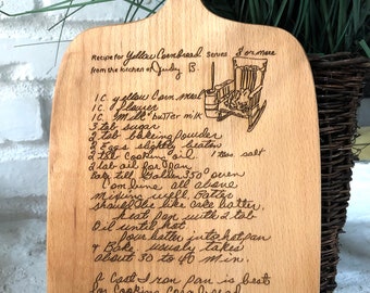 Custom engraved handwriting recipe board engraving, engrave family recipes for a special keepsake!