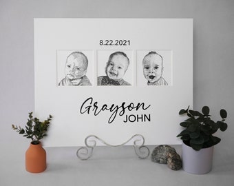 Child Portraits and Name Wall Hanging