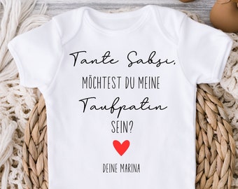 Babybody personalisiert Geschenk für Patentante, Möchtest du meine Taufpatin sein, Geschenk für Taufpate, du wirst Patentante Taufgeschenk