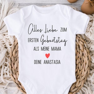 Personalisierter Babybody als Geschenk für Mama personalisiert mit Namen, Strampler erster Geburtstag als Mama, Geschenkidee Mutter Geburt