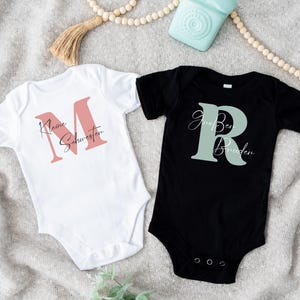 Tenue frère/sœur, body bébé grand frère/sœur, petit frère/sœur, look partenaire prénom personnalisé, annoncer grossesse