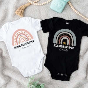 Tenue frère/sœur, body bébé grand frère/sœur, petit frère/sœur, look partenaire prénom personnalisé, annoncer grossesse