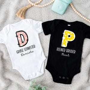 Tenue frère/sœur, body bébé grand frère/sœur, petit frère/sœur, look partenaire prénom personnalisé, annoncer grossesse