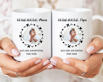 Personalisierte Fototasse zum Muttertag oder Vatertag mit Namen, Geschenk für Mama und Papa, Muttertagsgeschenk, Vatertagsgeschenk von Baby