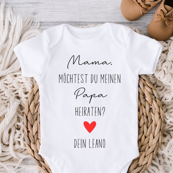 Babybody als Heiratsantrag, Mama möchtest du Papa heiraten Strampler, Geschenk für Verlobung, Willst du mich heiraten Body, Hochzeitsantrag