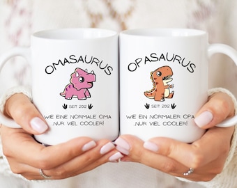 Personalized dinosaur mug for grandma and grandpa with year, birthday gift for grandparents from grandchildren, mug gift grandma grandpa birthday