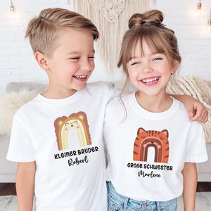 Tenue frère/sœur, T-shirt grand frère/sœur, petit frère/sœur, look partenaire prénom personnalisé, annoncer grossesse