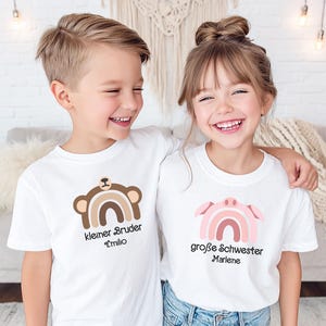 Tenue frère/sœur, T-shirt grand frère/sœur, petit frère/sœur, look partenaire prénom personnalisé, annoncer grossesse