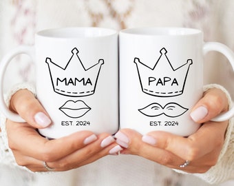 Personalisierte Tasse für Mama und Papa mit Geburtsjahr, Geburtstagsgeschenk für Eltern von Kindern, Tasse Geschenk von Kindern individuell