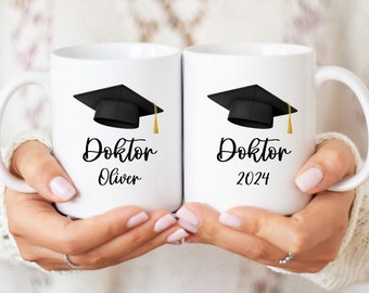 Personalized cup for graduation with name and year, bachelor, master, doctor gift idea, graduation hat graduation gift individually