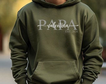 Hoodie personalized with name and year, birthday gift for dad, dad hoodie minimalist personalized, gift idea for dad