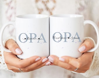 Tasse personalisiert für Opa mit Kindernamen, Personalisiertes Geschenk für Großeltern, Geburtstagsgeschenk für Opa, Geschenk Enkelkinder