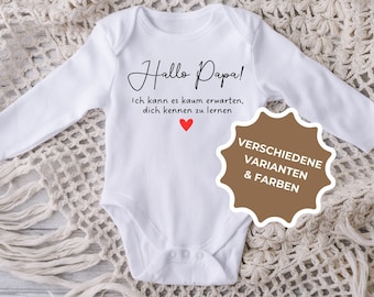 Babybody Hallo Papa zur Schwangerschaftsverkündung, personalisiertes Geschenk für Papa, Du wirst Papa Strampler, Geburtsgeschenk für Papa