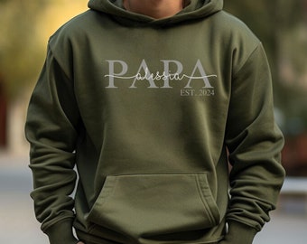 Hoodie personalisiert mit Namen und Jahr, Geburtstagsgeschenk für Papa, Papa Hoodie minimalistisch personalisiert, Geschenkidee für Papa