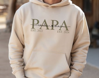 Hoodie personalisiert mit Namen und Jahr, Geburtstagsgeschenk für Papa, Papa Hoodie minimalistisch personalisiert, Geschenkidee für Papa