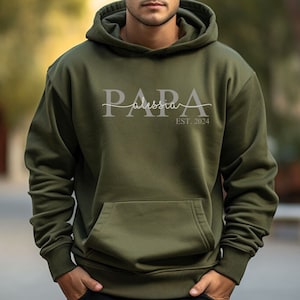 Hoodie personalized with name and year, birthday gift for dad, dad hoodie minimalist personalized, gift idea for dad image 1