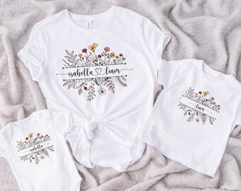 Personalisiertes T-Shirt für Mama und Tochter, Partnerlook Geschenkidee für Mama, Geburtstagsgeschenk für Mutter, Muttertagsgeschenk Name