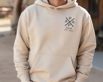 Hoodie personalisiert mit Namen und Jahr, Geburtstagsgeschenk für Papa, Papa Hoodie minimalistisch personalisiert, Geschenkidee für Papa