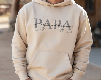 Hoodie personalized with name and year, birthday gift for dad, dad hoodie minimalist personalized, gift idea for dad