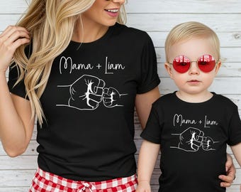 Completo mamma e bambino, maglietta personalizzata per la mamma, body per neonato con nome, regalo per la festa della mamma, completo coordinato per la famiglia mamma e bambino