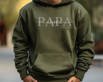 Hoodie personalisiert mit Namen und Jahr, Geburtstagsgeschenk für Papa, Papa Hoodie minimalistisch personalisiert, Geschenkidee für Papa