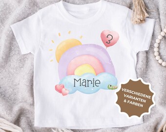 camiseta de cumpleaños arcoíris personalizada para cumpleaños de niños, camisa de niño de cumpleaños con año y nombre, traje de niño de cumpleaños