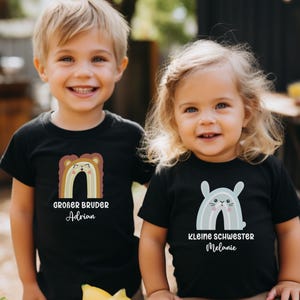 Tenue frère/sœur, T-shirt grand frère/sœur, petit frère/sœur, look partenaire prénom personnalisé, annoncer grossesse