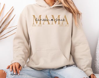 Spersonalizowany sweter dla mamy z imieniem, prezent dla mamy, bluza z kapturem dla mamy, ogłoszenie o narodzinach przyszłej mamy, prezent na Dzień Matki dla mamy