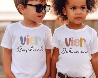 Chemise pour enfants personnalisée avec nom et numéro, chemise d'anniversaire pour l'anniversaire des enfants, t-shirt du numéro de l'année de l'enfant, cadeau d'anniversaire