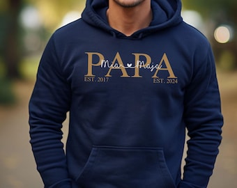 Papa Pullover personalisiert mit Name, Geschenk Vater Shirt, Sweatshirt für Papas, werdender Papa Ankündigung, Vatertag, Papageschenke