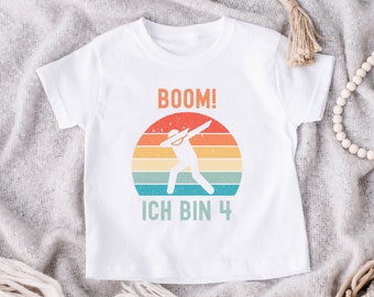 Cooles Boom Kindershirt personalisiert mit Zahl, Geburtstagsshirt Kindergeburtstag, Geburtstagskind Jahreszahl Tshirt, Geburtstagsgeschenk