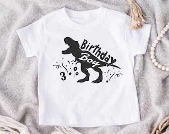 Camiseta infantil dinosaurio personalizada con número, camiseta de cumpleaños cumpleaños infantil, camiseta número año niño cumpleaños, regalo de cumpleaños