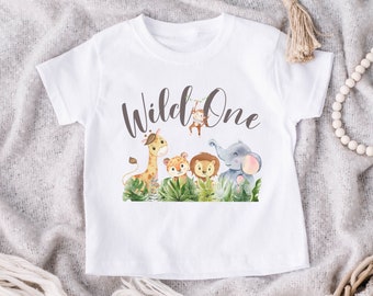 Wild One Kindershirt, Geburtstagsshirt für Kindergeburtstag, Geburtstagskind Jahreszahl Tshirt, Geburtstagsgeschenk zum ersten Geburtstag