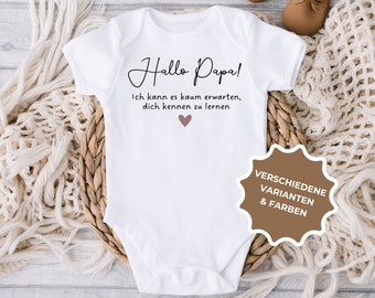 Babybody Hallo Papa zur Schwangerschaftsverkündung, personalisiertes Geschenk für Papa, Du wirst Papa Strampler, Geburtsgeschenk für Papa