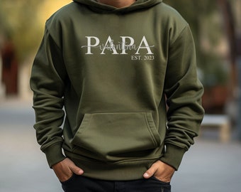 Hoodie personalized with name and year, birthday gift for dad, dad hoodie minimalist personalized, gift idea for dad