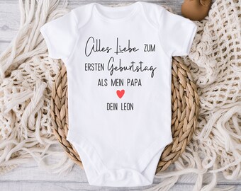 Personalisierter Babybody als Geschenk für Papa personalisiert mit Namen, Strampler erster Geburtstag als Papa, Geschenkidee Vater von Baby