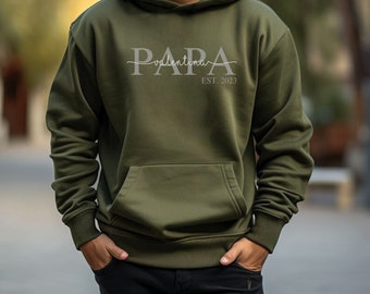 Hoodie personalized with name and year, birthday gift for dad, dad hoodie minimalist personalized, gift idea for dad