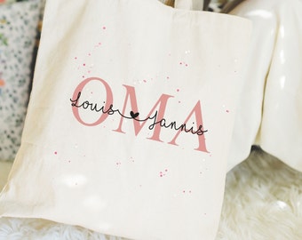 personalisierte Jutetasche für Oma mit Namen, Geschenk zu Omas Geburtstag, Jutebeutel Muttertagsgeschenk für Großmutter, Geburtstagsgeschenk